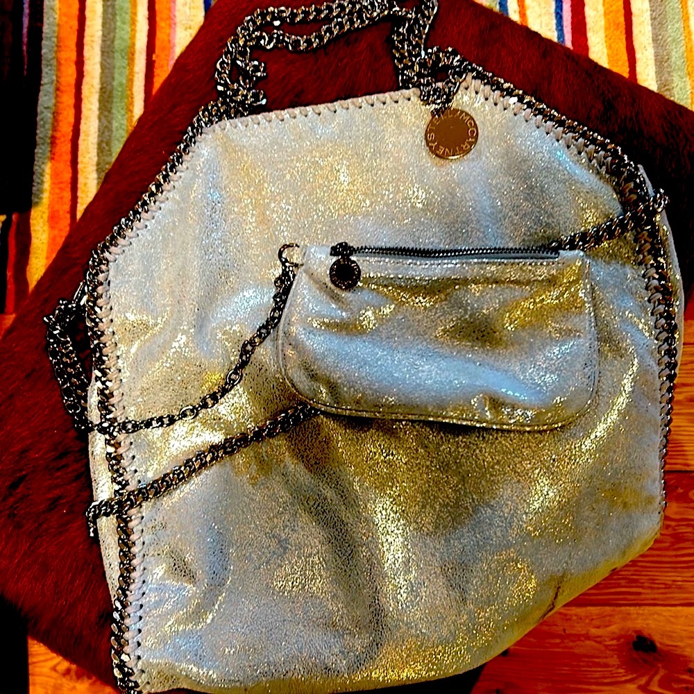 stella Mc Carney like new lg fold over or strap metallic bag - Picture 4 of 11